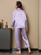 [Lavender] SilkSilky  Long Sleeve Notch Collar Women's Pajamas 002