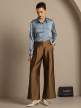 [Bronze] SilkSilky  32Momme Silk-Wool Blend Women's Pants 007