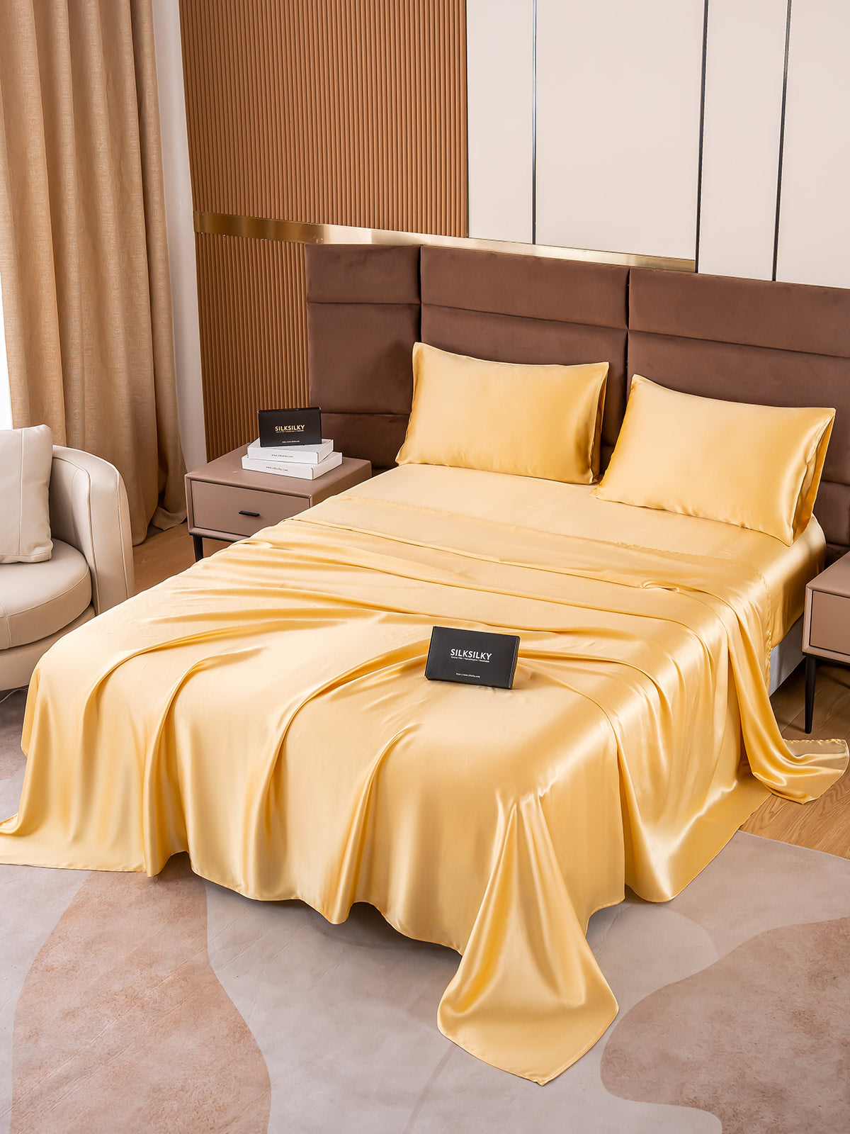 SilkSilky US 19Momme Pure Silk Bedding Set Champagne 005