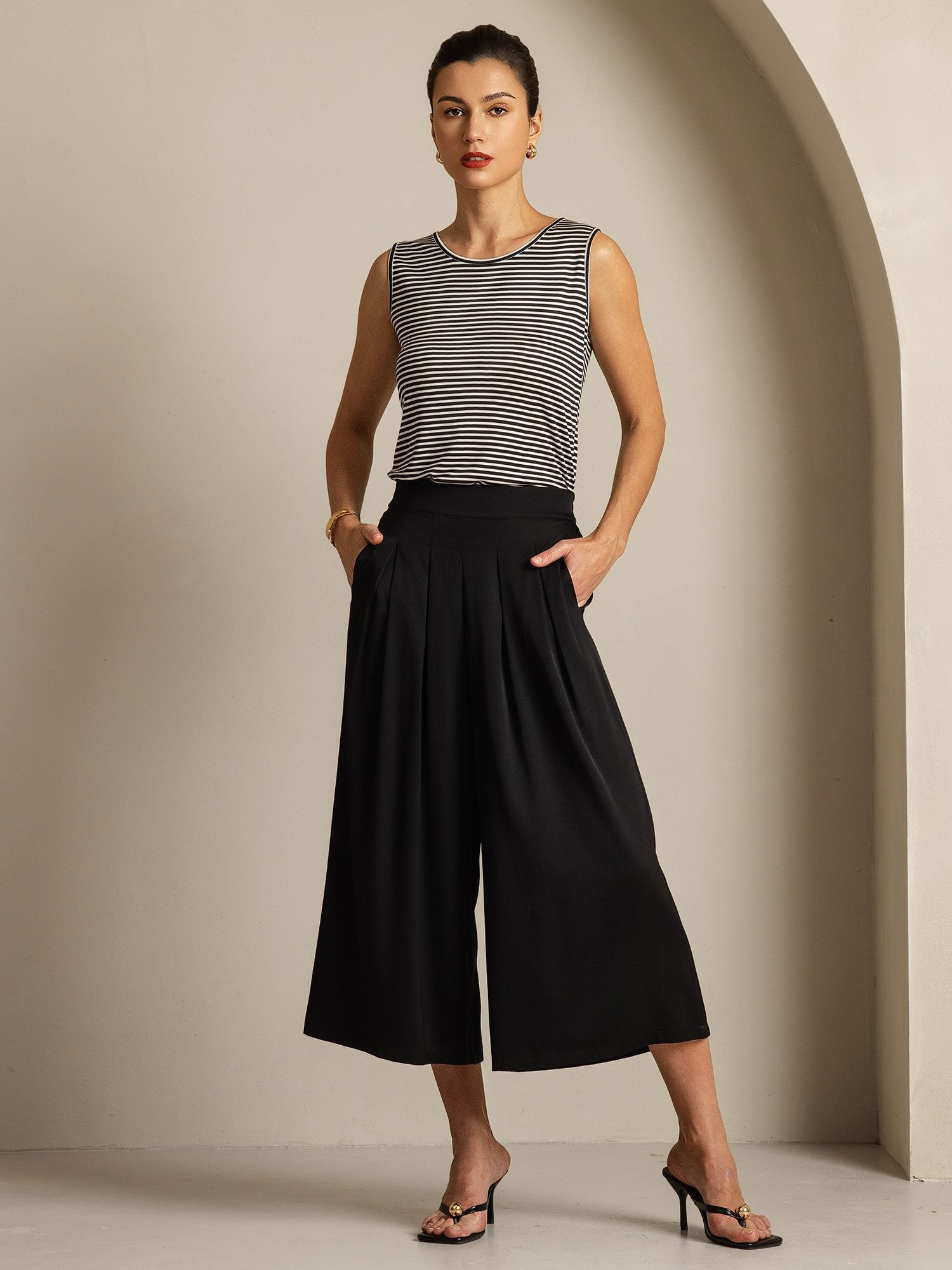 [Black] SilkSilky 19Momme Silk Womens Pants 007