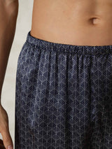 [Navy Ginkgo] SilkSilky  Men's Sleep Shorts 007