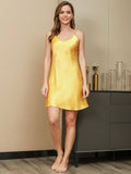 SilkSilky US Pure Silk Sleeveless V Neck Dress Yellow 003