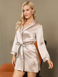 SilkSilky US Pure Silk Long Sleeve Womens Robe LightPink 004