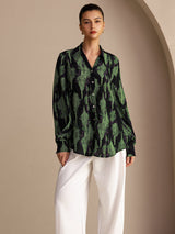 [Black Moss] SilkSilky Long Sleeve Lapel Collar Blouse 003