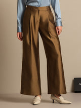 [Bronze] SilkSilky  32Momme Silk-Wool Blend Women's Pants 001