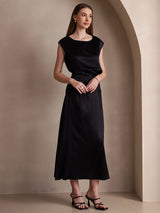 [Black] SilkSilky  19Momme Stretch Silk Charmeuse Skirt 004