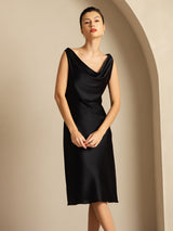 [Black] SilkSilky  Sleeveless Cowl Neck Dress 008