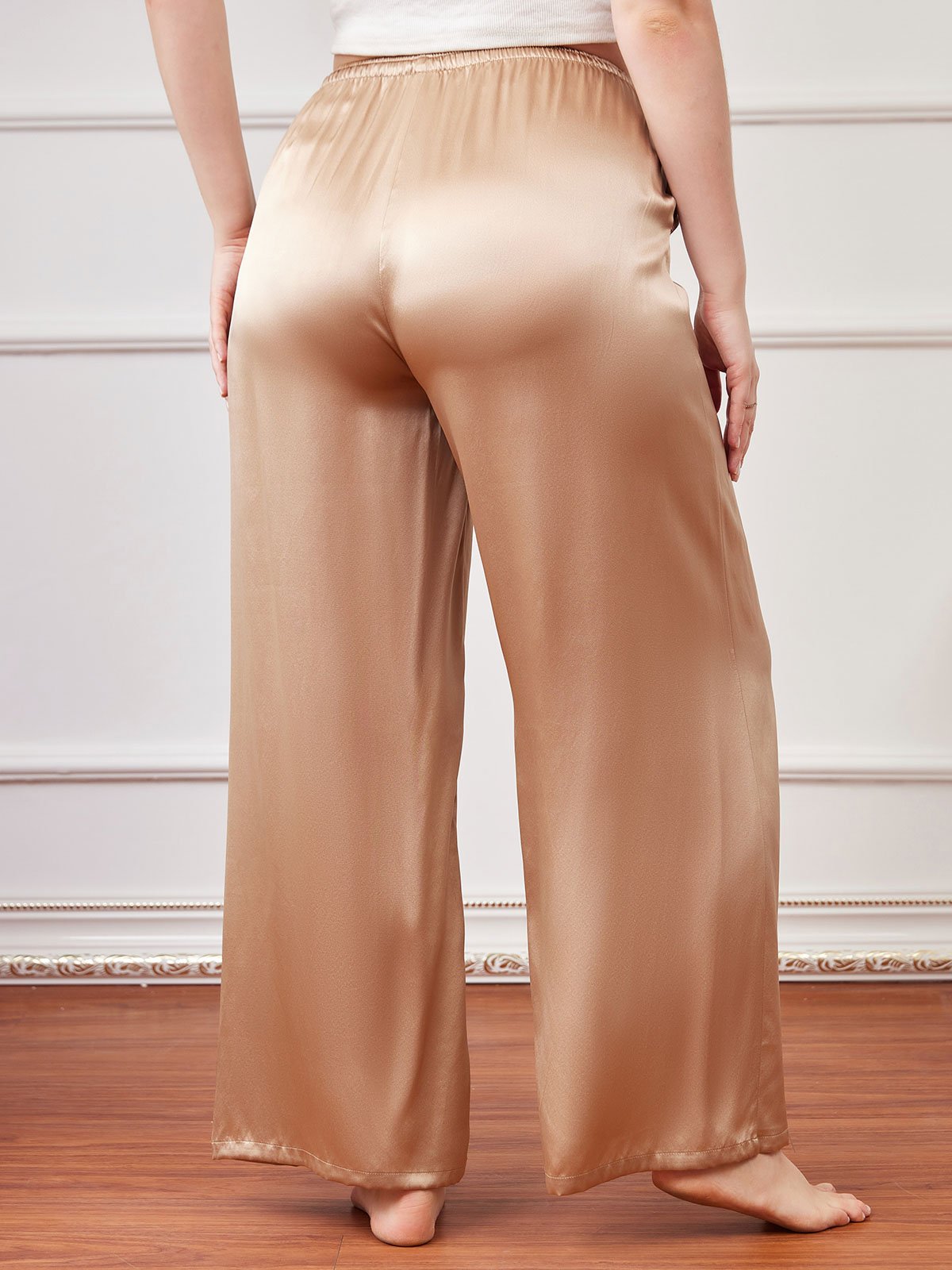 SilkSilky US Pure Silk Plus Size Womens Pants Champagne 002