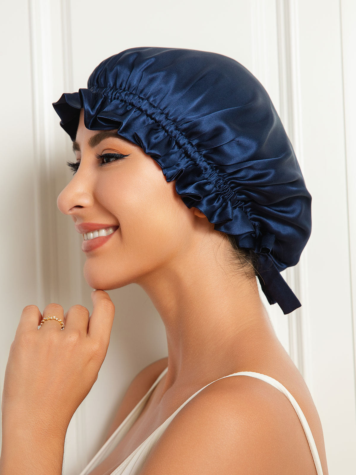 SilkSilky  Pure Silk Sleep Cap DarkBlue 004