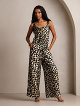 [Leopard] SilkSilky  Pure Silk Boat Neck Camisole Set 006,