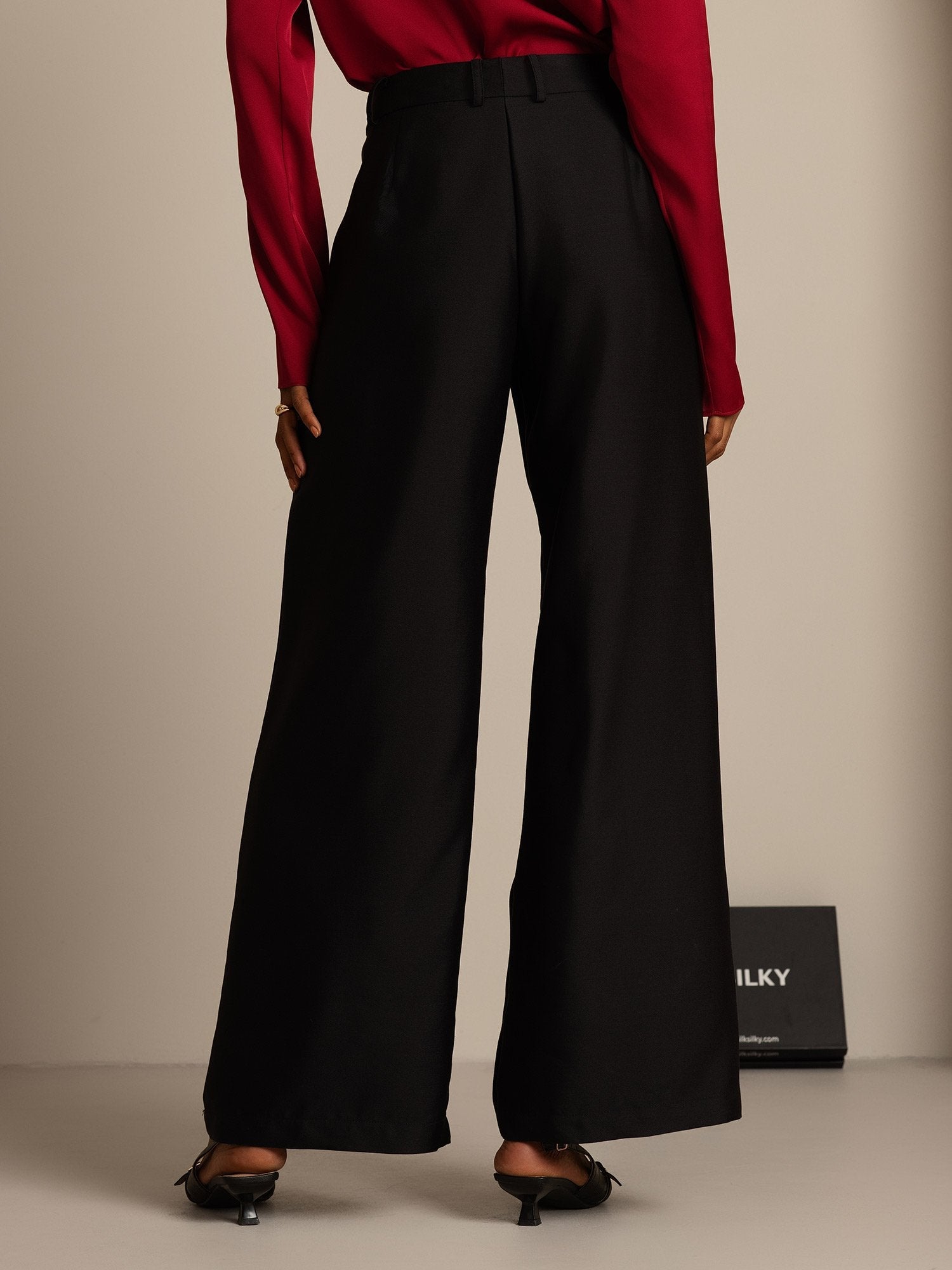 [Black] SilkSilky  32Momme Silk Womens Pants 002,