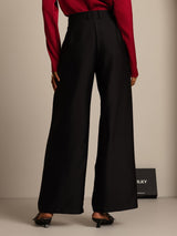 [Black] SilkSilky  32Momme Silk-Wool Blend Women's Pants 002