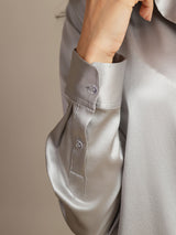 [Light Gray] SilkSilky  Long Sleeve Lapel Collar Women's Shirt 005