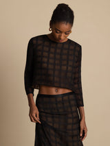 [Black] SilkSilky  Pure Silk Long Sleeve Round Neck Women''s Outfit Sets 007