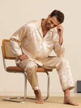 [Champagne] SilkSilky  Long Sleeve Notch Collar Men's Pajamas 008