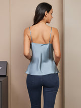 [Grayish Blue] SilkSilky  Spaghetti Strap V Neck Camisole Top 002