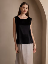 [Black] SilkSilky  Sleeveless Round Neck Camisole Top 001