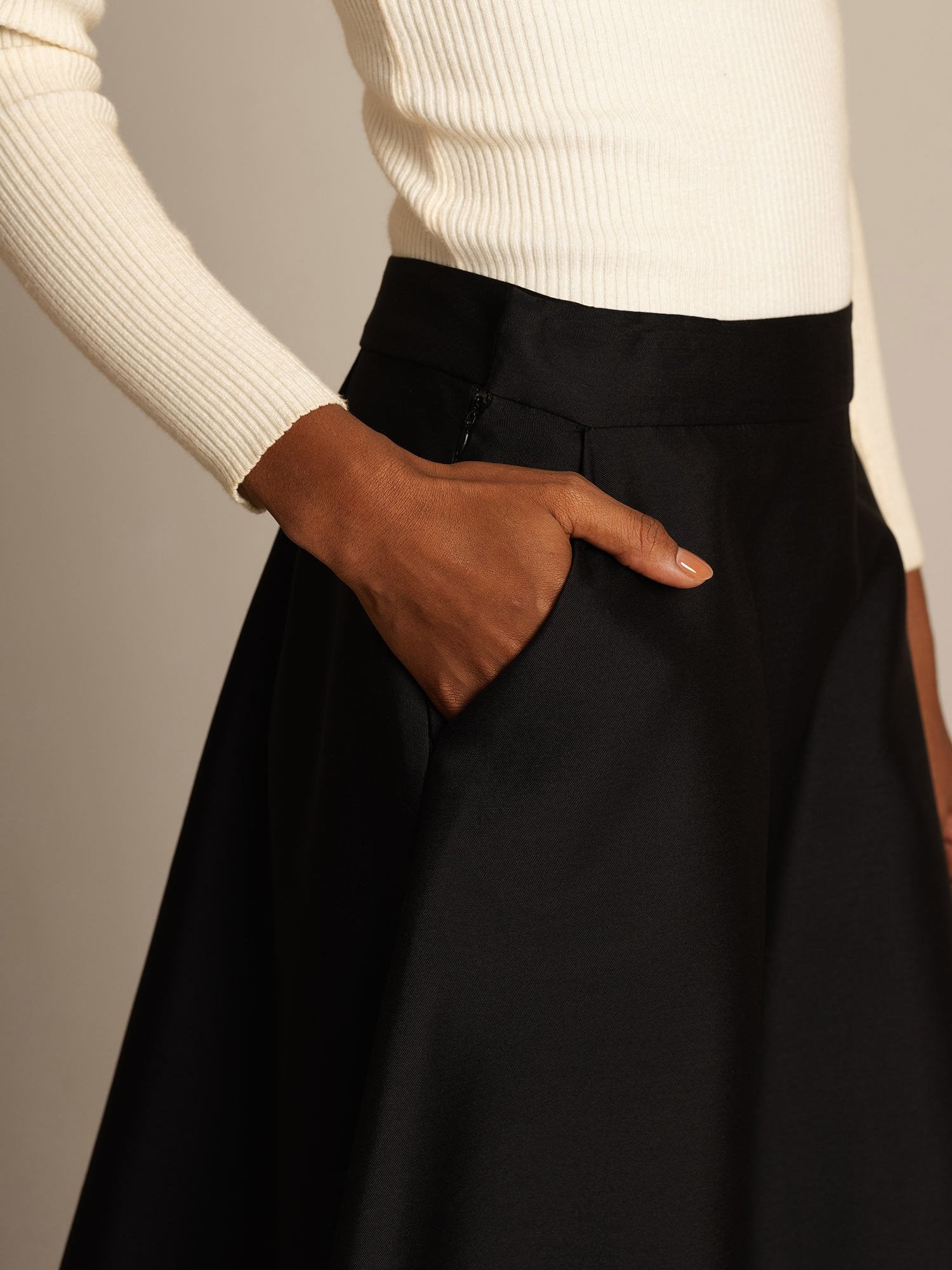 [Black] SilkSilky  32Momme Silk Skirt 004,