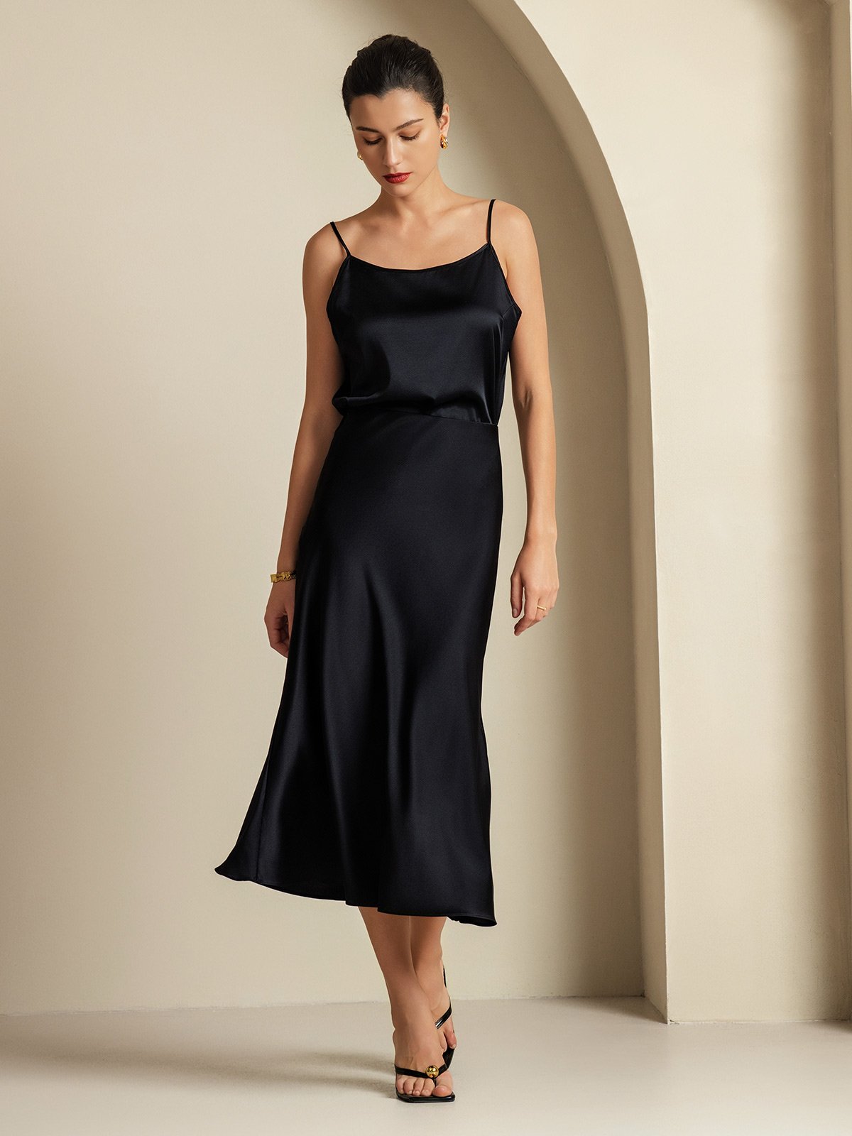 [Black] SilkSilky  19Momme Pure Silk Womens Outfit Sets 001,