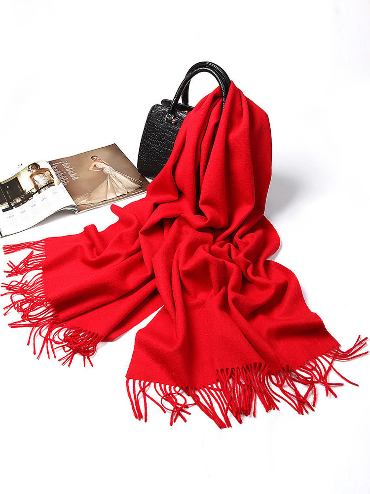 SilkSilky US Wool Scarf Red 005