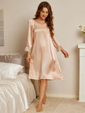 SilkSilky US Pure Silk Long Sleeve Nightgown Champagne 004