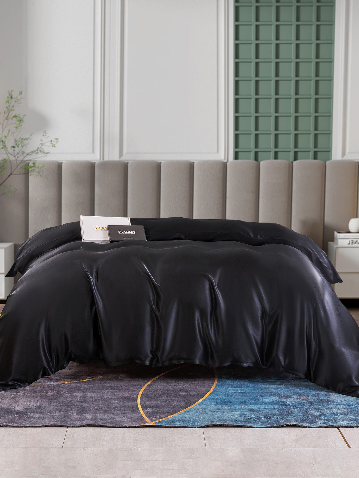 SilkSilky US 25Momme Pure Silk Duvet Cover Black 003