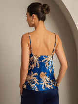 [Navy Dragon] SilkSilky  Pure Silk V Neck Camisole Top 002,