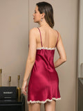 SilkSilky US Pure Silk Sleeveless V Neck Nightgown DarkRed 002