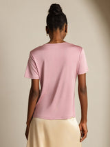 [Pale Mauve] SilkSilky  Short Sleeve V Neck Women's T-Shirt 002