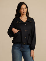 [Black] SilkSilky Silk Satin Surah Long Sleeve High Neck Women's Outerwear 003