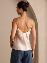 [Pink] SilkSilky Spaghetti Strap V Neck Camisole Top 002