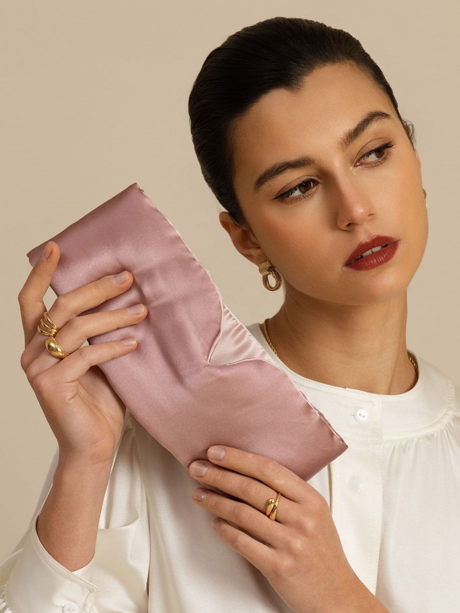 [PaleMauve+LightPink] SilkSilky  Eye Mask 003