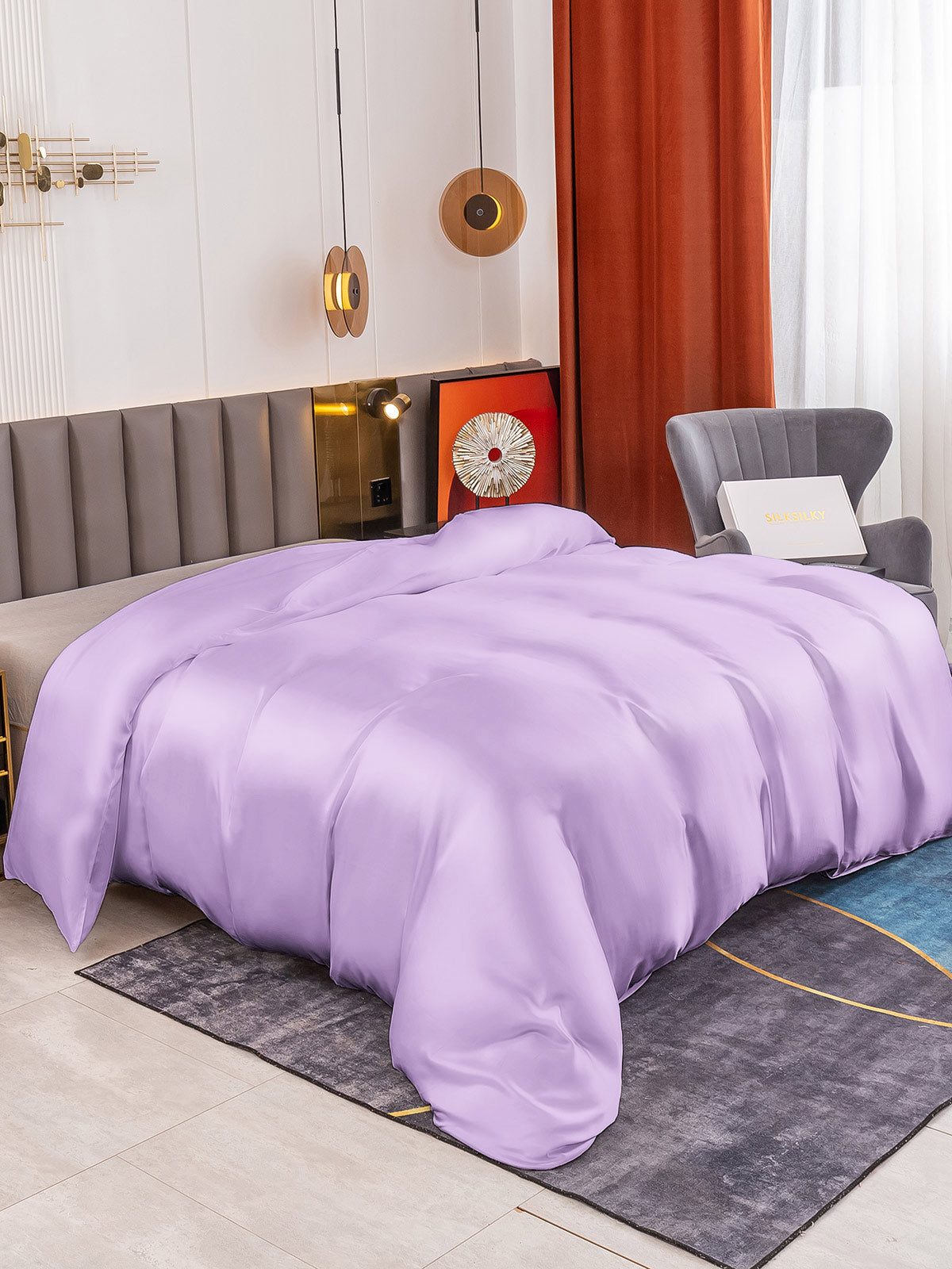 SilkSilky US 19Momme Pure Silk Duvet Cover Lavender 001