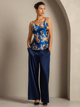 [Navy Dragon] SilkSilky  Pure Silk V Neck Camisole Top 008,