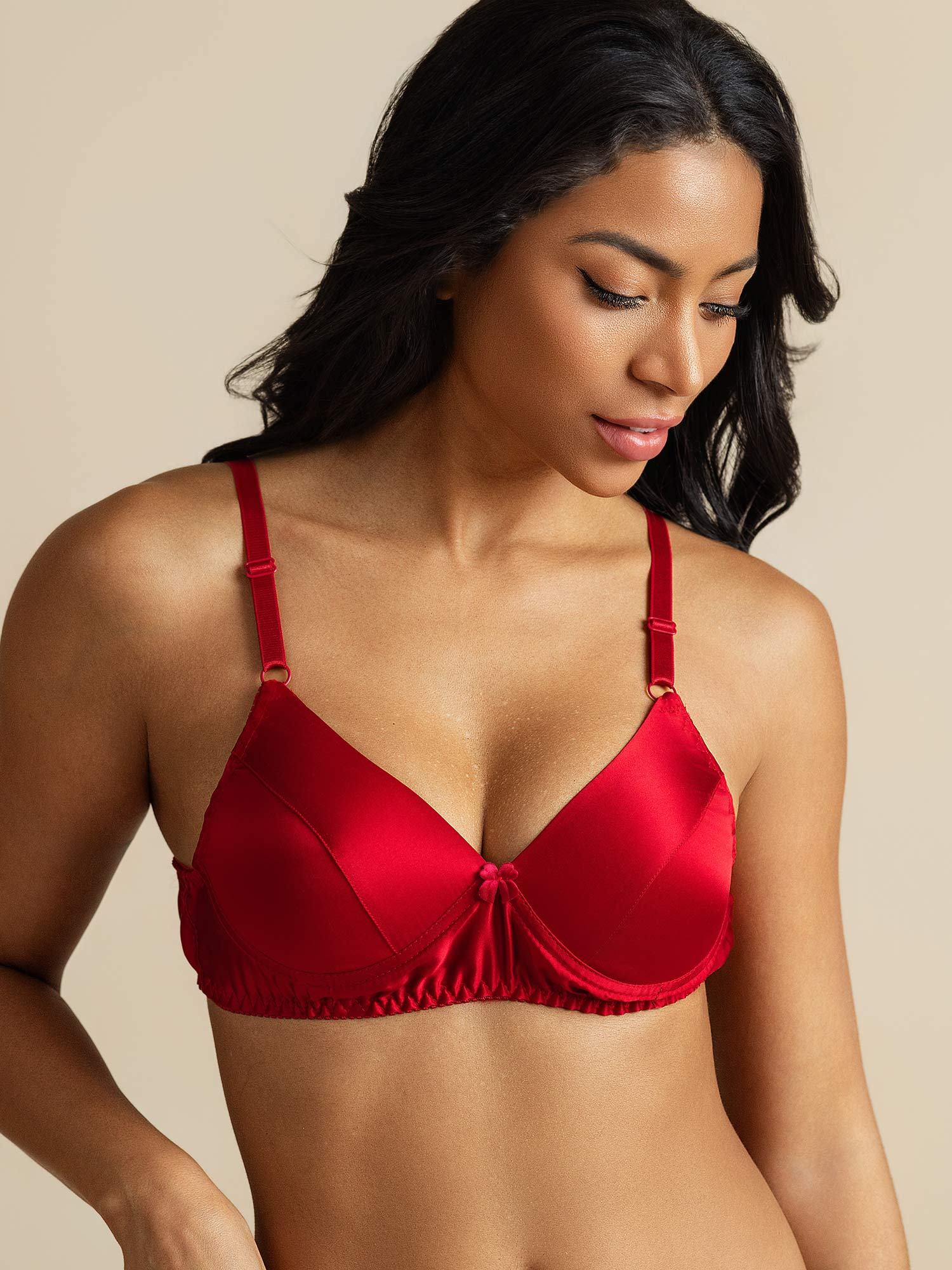[Red] SilkSilky  Pure Silk Bra 007,