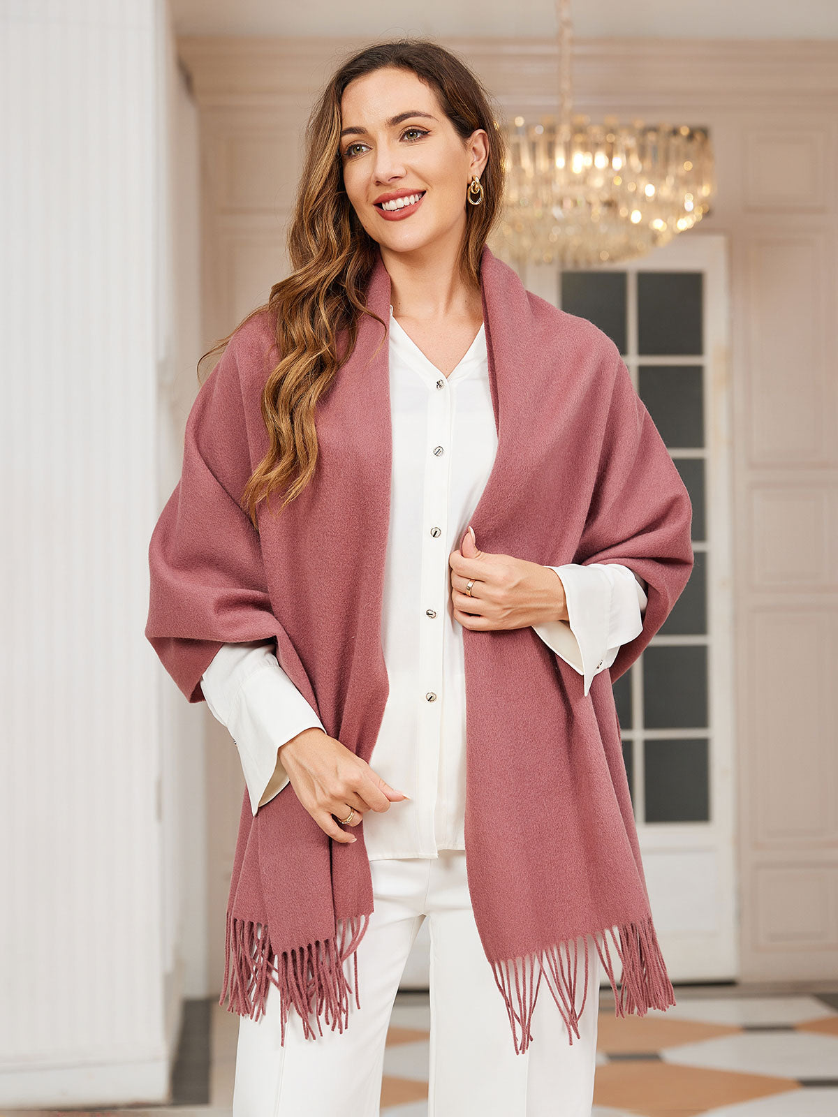 [Pale Mauve] SilkSilky  Wool Scarf 003