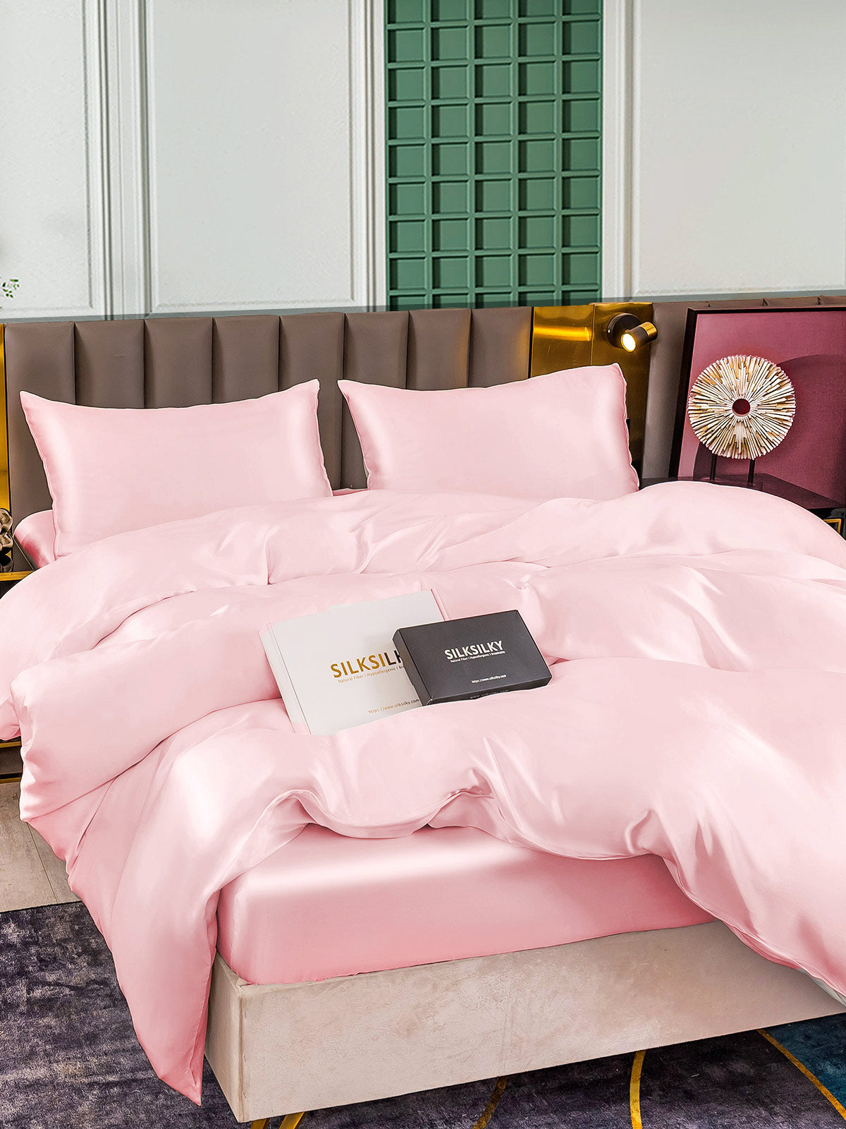 [Pink] SilkSilky  25Momme Pure Silk Bedding Set 002