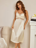 SilkSilky-US-19Momme-Pure-Silk-Deep-V-Neck-Nightgown-White-001