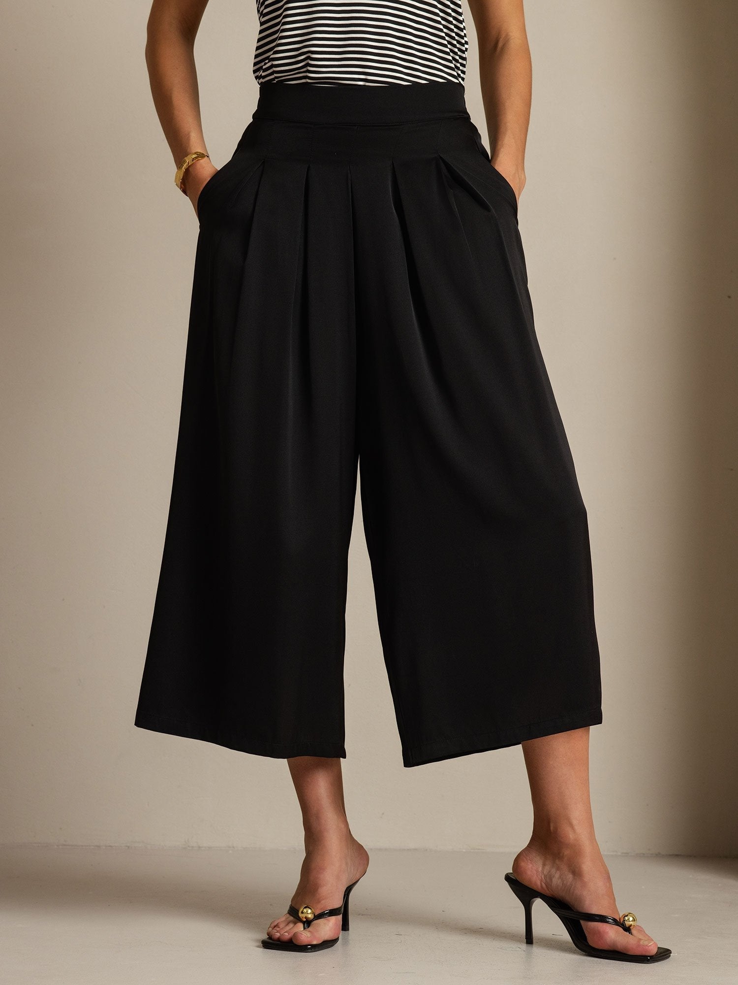 [Black] SilkSilky 19Momme Silk Womens Pants 001