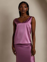 [Deep Purple] SilkSilky  Sleeveless V Neck Camisole Top 004