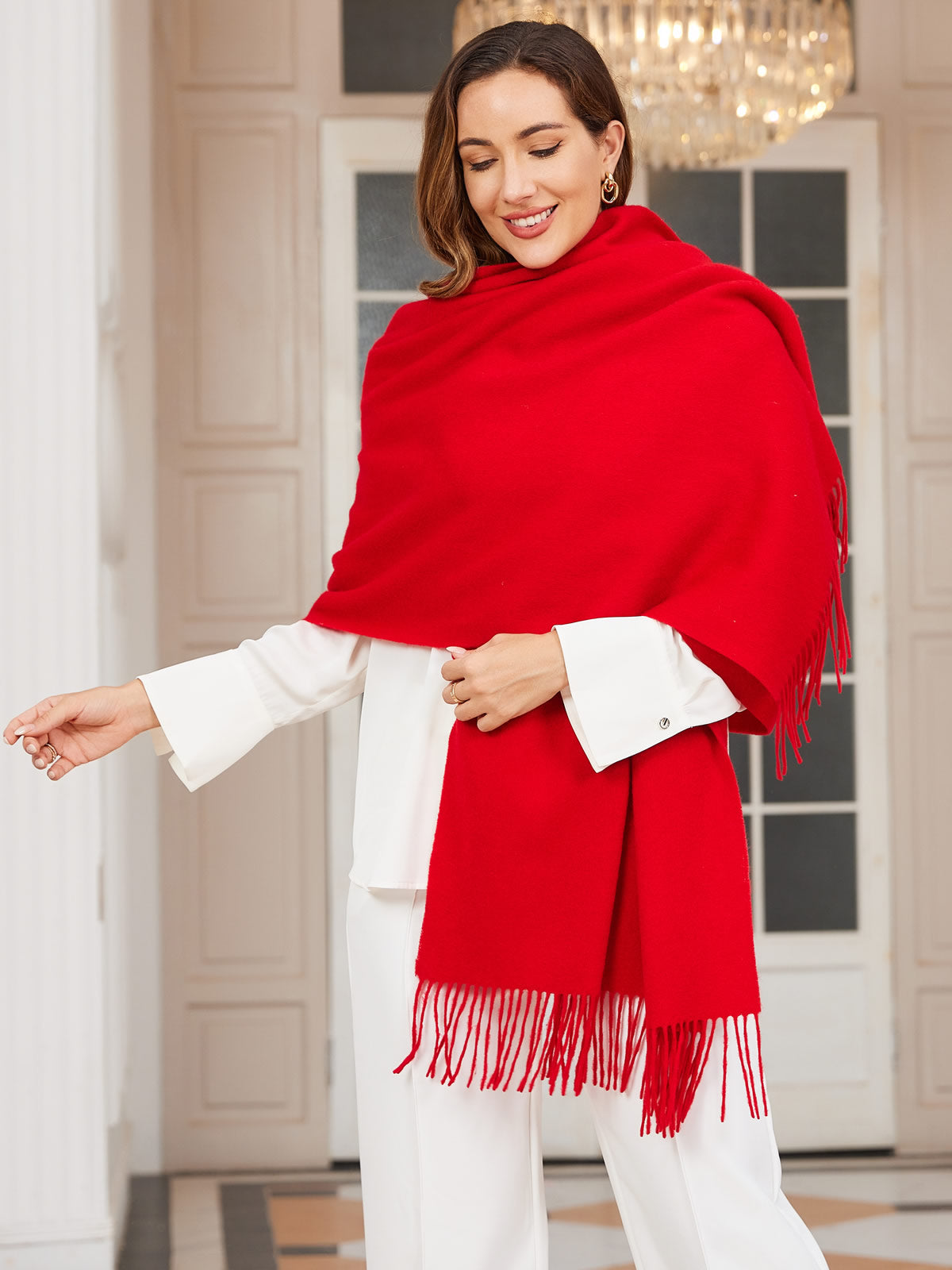 SilkSilky US Wool Scarf Red 002