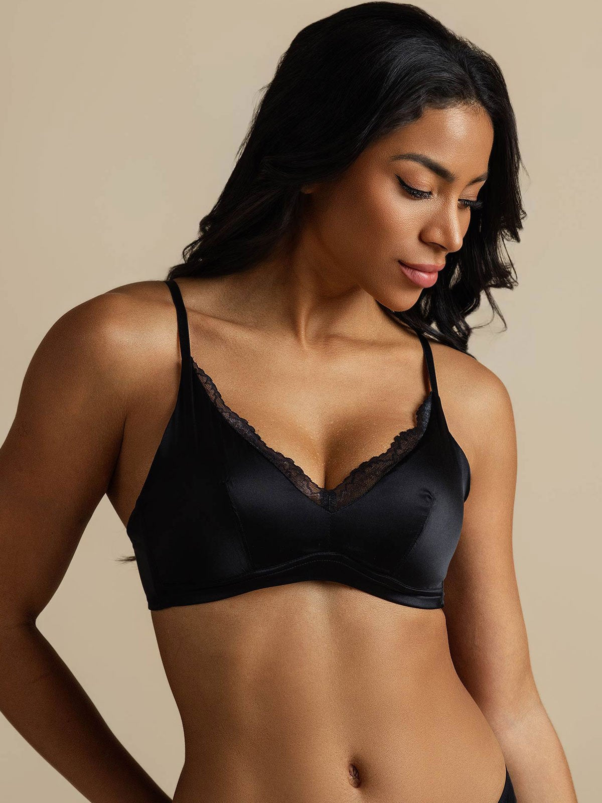 [Black] SilkSilky Pure Silk Bra 003