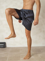 [Navy Ginkgo] SilkSilky  Men's Sleep Shorts 004