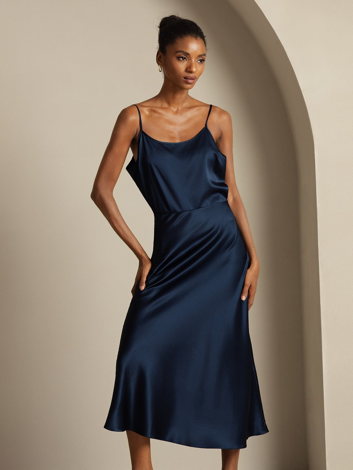 [Dark Blue] SilkSilky  19Momme Pure Silk Womens Outfit Sets 004,
