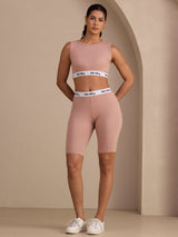 [Pink] SilkSilky  Sleeveless Crew Neck Women's Outfit Sets 006