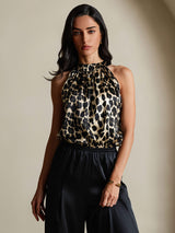[Leopard] SilkSilky  19Momme Silk Womens T-Shirt 004,