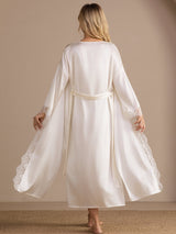 [White] SilkSilky 3/4 Sleeve Womens Robe 002