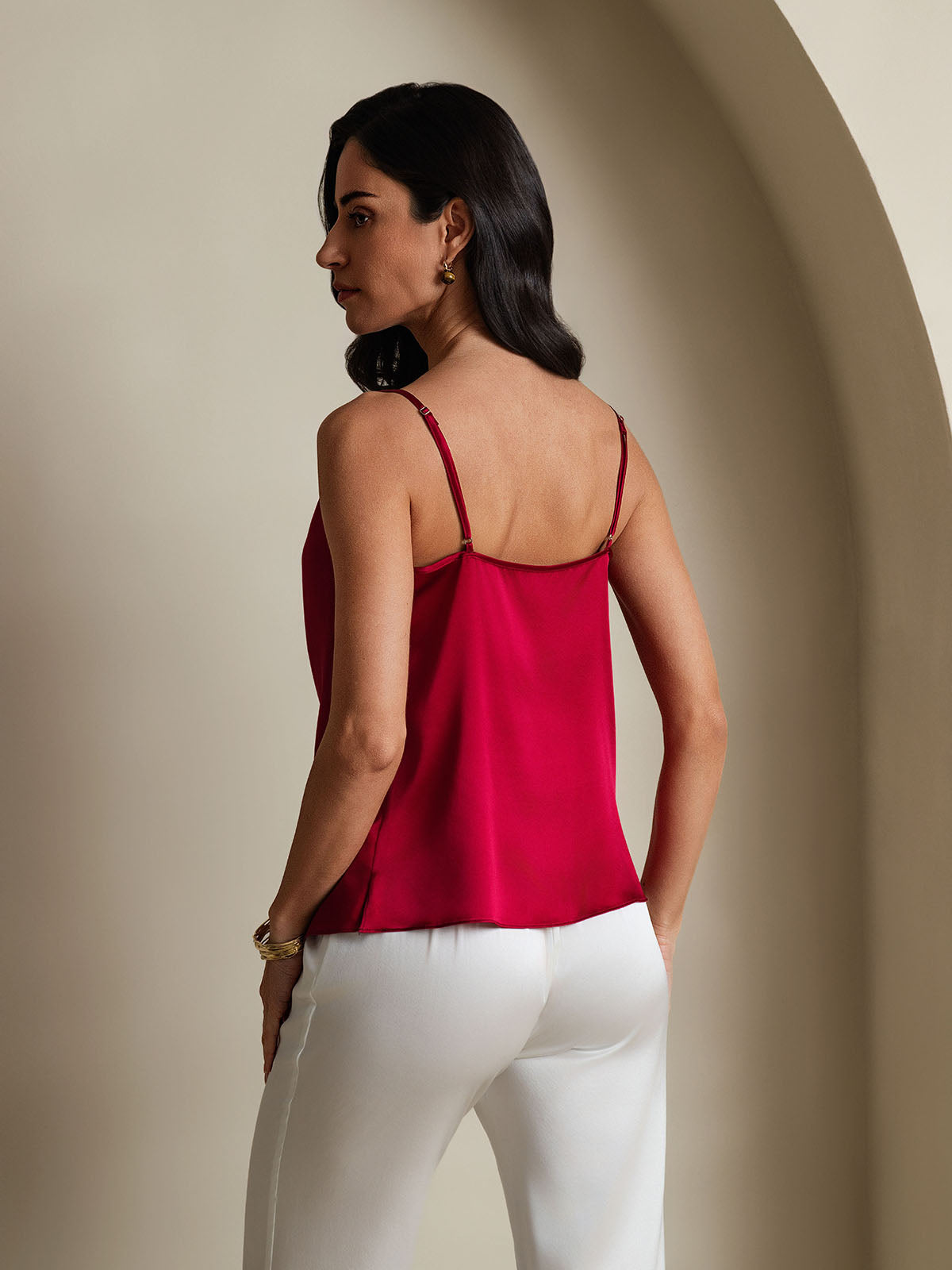 [Wine] SilkSilky  19Momme Silk Cowl Neck Camisole Top 002