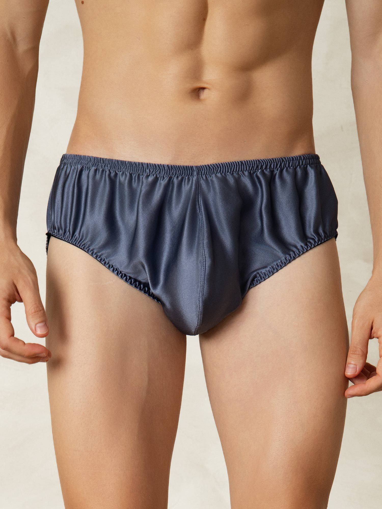 [GrayishBlue] SilkSilky Pure Silk Mens Underwear 001