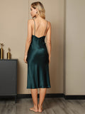 SilkSilky-US-19Momme-Pure-Silk-Sleeveless-V-Neck-Dress-Dark-Green-002